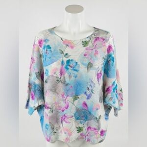 Loggia De Tessitori Italian Floral Batwing Knit Sweater Top Women’s L